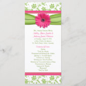Pink Gerbera Daisy Green Floral Wedding Programme Programmakaart (Voorkant)