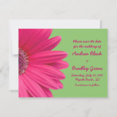 Pink Gerbera Daisy Green Photo Wedding Save The Date (Achterkant)