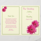 Pink Gerbera Daisy Green Wedding Programme (Voorkant)