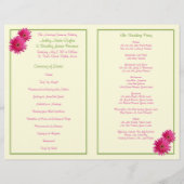 Pink Gerbera Daisy Green Wedding Programme (Achterkant)
