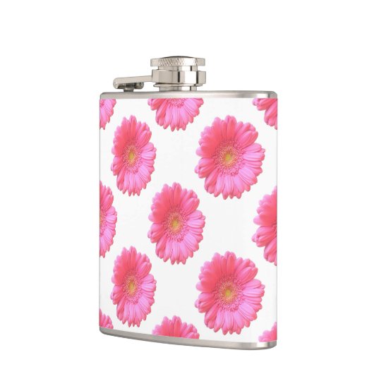 Pink gerbera daisy heupfles (Links)