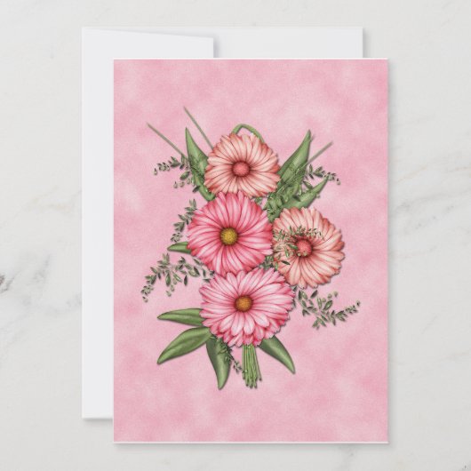 Pink Gerbera Daisy Invitation Kaart (Voorkant)