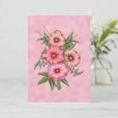 Pink Gerbera Daisy Invitation Kaart (Staand voorkant)