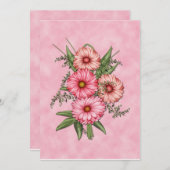 Pink Gerbera Daisy Invitation Kaart (Voorkant / Achterkant)