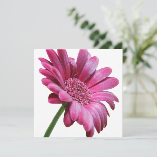 Pink Gerbera Daisy Invitation Kaart (Staand voorkant)