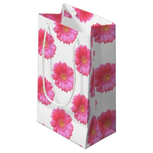 Pink gerbera daisy klein cadeauzakje (Voorkant Gekanteld)