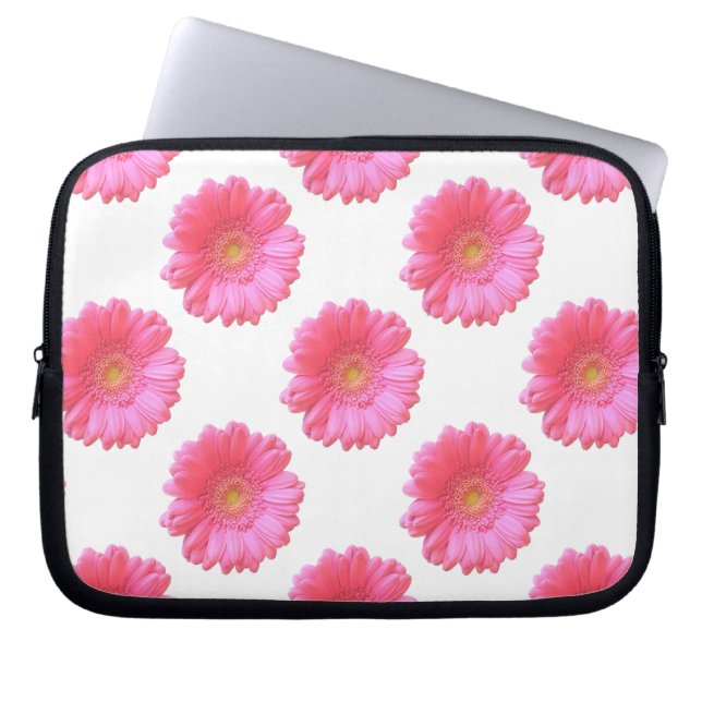 Pink gerbera daisy laptop sleeve (Voorkant)