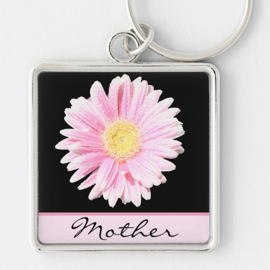 Pink Gerbera Daisy Moeder Sleutelhanger (Voorkant)