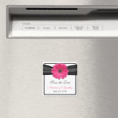 Pink Gerbera Daisy Monogram Wedding Magnet (Insitu (Vaatwasser))