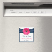 Pink Gerbera Daisy Monogram Wedding Magnet (Insitu (Vaatwasser))