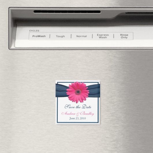 Pink Gerbera Daisy Monogram Wedding Magnet (Insitu (Vaatwasser))