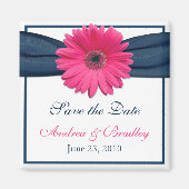 Pink Gerbera Daisy Monogram Wedding Magnet (Voorkant)