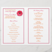 Pink Gerbera Daisy Oranje Ribbon Wedding Programme (Achterkant)