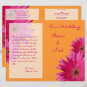 Pink Gerbera Daisy Oranje Wedding Programme (Voorkant / Achterkant)