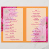 Pink Gerbera Daisy Oranje Wedding Programme (Achterkant)