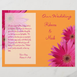 Pink Gerbera Daisy Oranje Wedding Programme
