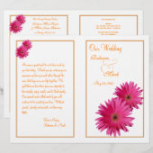 Pink Gerbera Daisy Oranje Wedding Programme (Voorkant / Achterkant)