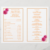 Pink Gerbera Daisy Oranje Wedding Programme (Achterkant)