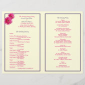 Pink Gerbera Daisy Paars Ribbon Wedding Programme (Achterkant)