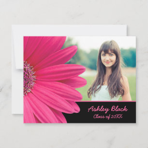 Pink Gerbera Daisy Photo Afstuderen Invitation Kaart