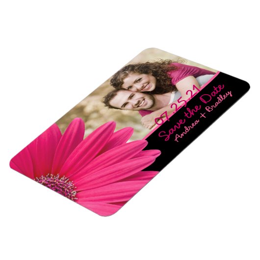Pink Gerbera Daisy Photo Wedding Magnet Magneet (Linkerzijde)