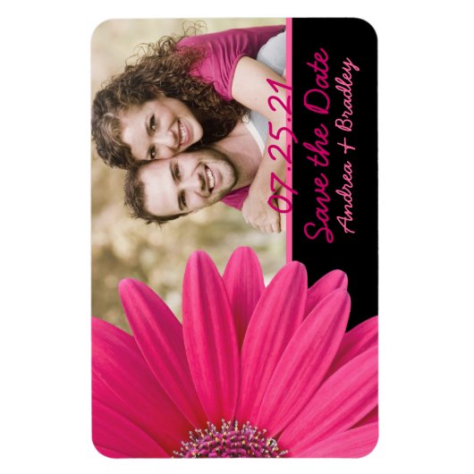 Pink Gerbera Daisy Photo Wedding Magnet Magneet (Verticaal)