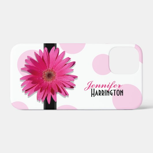 Pink Gerbera Daisy Polka Dot Case-Mate iPhone Case (Achterkant (horizontaal))