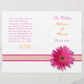 Pink Gerbera Daisy Pset Ribbon Wedding Programme (Voorkant)