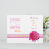 Pink Gerbera Daisy Pset Ribbon Wedding Programme (Staand voorkant)