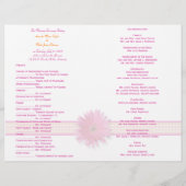 Pink Gerbera Daisy Pset Ribbon Wedding Programme (Achterkant)