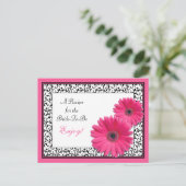 Pink Gerbera Daisy Recept Kaart voor de bruid te z (Staand voorkant)