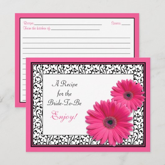 Pink Gerbera Daisy Recept Kaart voor de bruid te z (Voorkant / Achterkant)