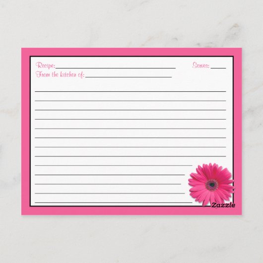 Pink Gerbera Daisy Recept Kaart voor de bruid te z (Achterkant)
