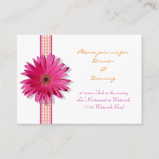 Pink Gerbera Daisy Receptie Kaart (Voorkant)