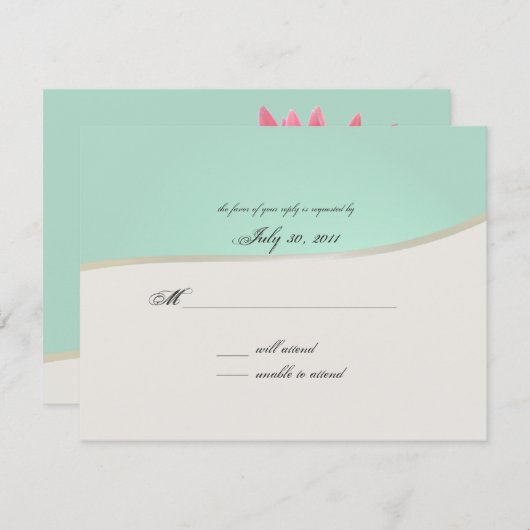 Pink Gerbera Daisy RSVP Kaartje (Voorkant / Achterkant)