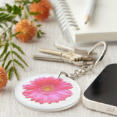 Pink gerbera daisy sleutelhanger (Voorkant Rechts)