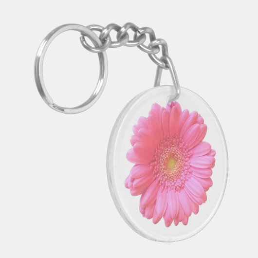 Pink gerbera daisy sleutelhanger (Voorkant Links)