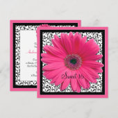 Pink Gerbera Daisy Sweet 16 Birthday Invitation Kaart (Voorkant / Achterkant)