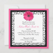 Pink Gerbera Daisy Sweet 16 Birthday Invitation Kaart (Achterkant)