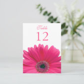 Pink Gerbera Daisy Table Number Card Briefkaart (Staand voorkant)