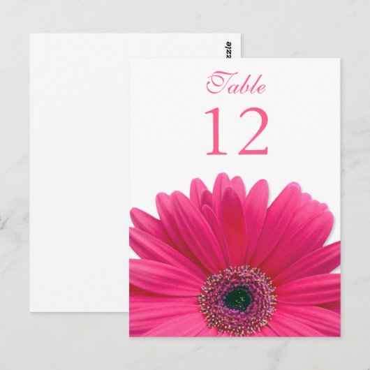 Pink Gerbera Daisy Table Number Card Briefkaart (Voorkant / Achterkant)
