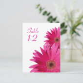 Pink Gerbera Daisy Table Number Card Briefkaart (Staand voorkant)