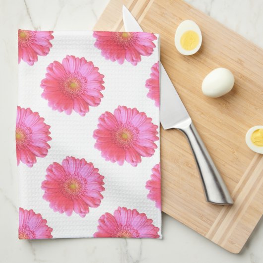 Pink gerbera daisy theedoek (Quarter Fold)