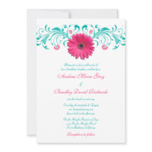 Pink Gerbera Daisy Turquoise Floral Wedding