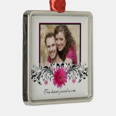 Pink Gerbera Daisy Wedding Love Favoriete Ornament (Rechts)