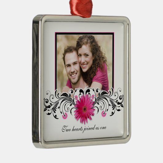 Pink Gerbera Daisy Wedding Love Favoriete Ornament (Rechts)