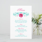Pink Gerbera Daisy Wedding Menu Kaart (Staand voorkant)