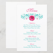 Pink Gerbera Daisy Wedding Menu Kaart (Voorkant / Achterkant)