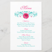 Pink Gerbera Daisy Wedding Menu Kaart (Voorkant)