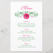 Pink Gerbera Daisy Wedding Menu Kaart (Voorkant)